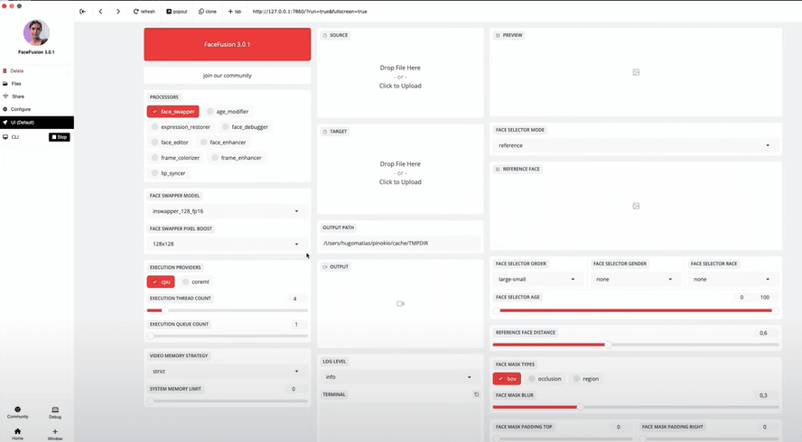 Interface de Face Fusion
